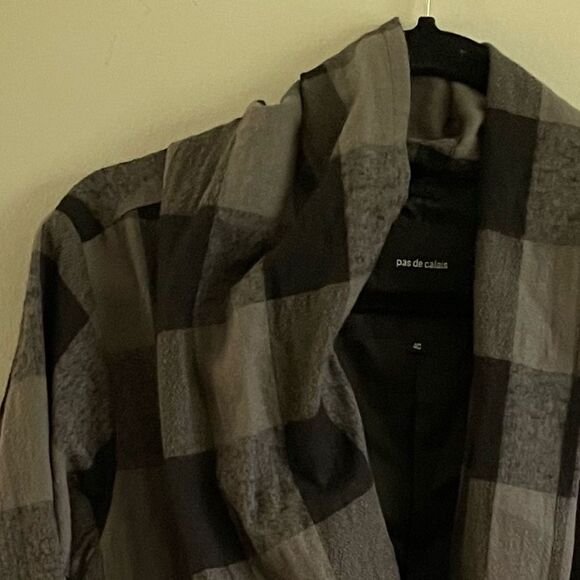 Pas de calais Plaid Wrap Coat Size Medium Effortless Sophistication - Picture 6 of 12